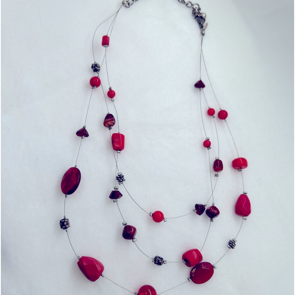 Chico’s 3 strand Red Bead Necklace